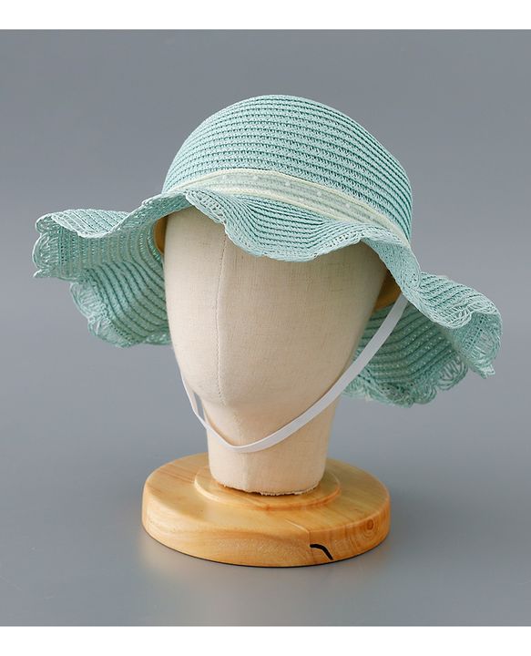 Babyhug Straw Hat with Bow Applique and Purse - Blue