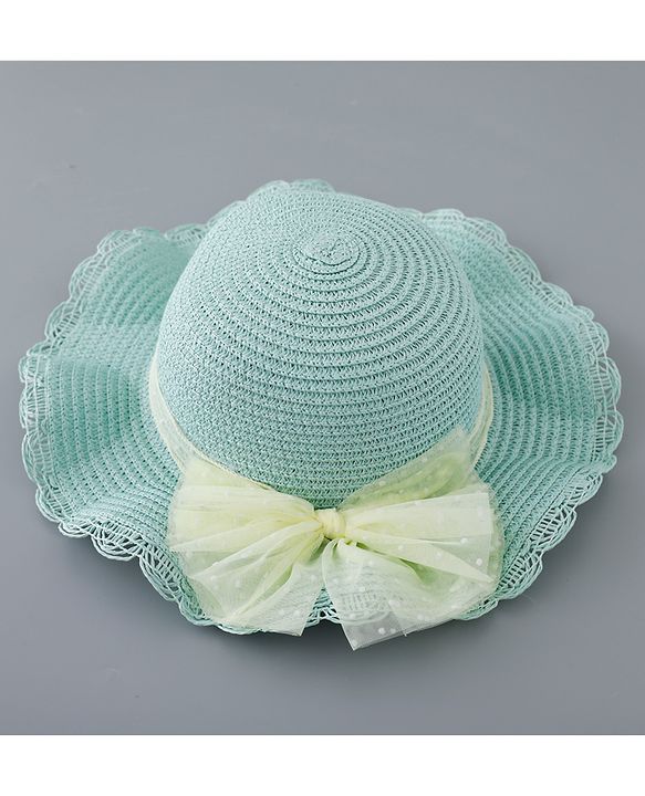 Babyhug Straw Hat with Bow Applique and Purse - Blue