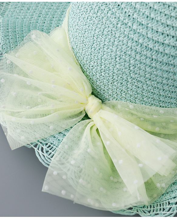 Babyhug Straw Hat with Bow Applique and Purse - Blue