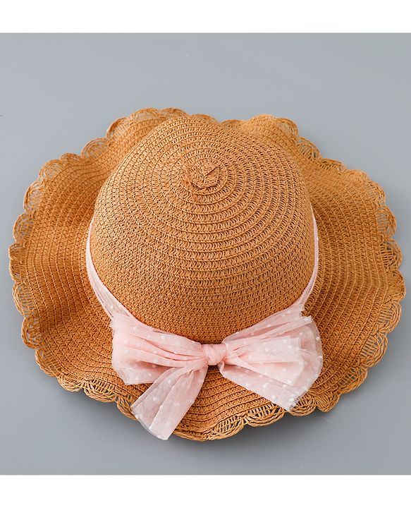 Babyhug Straw Hat with Bow Applique and Purse - Blue