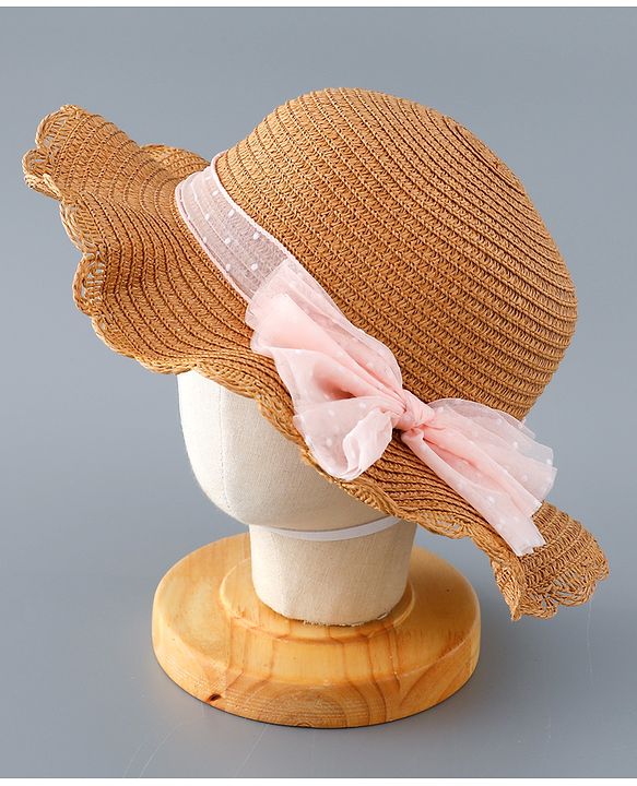 Babyhug Straw Hat with Bow Applique and Purse - Blue