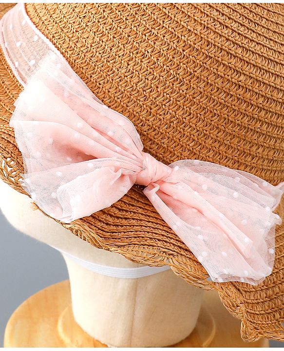 Babyhug Straw Hat with Bow Applique and Purse - Blue