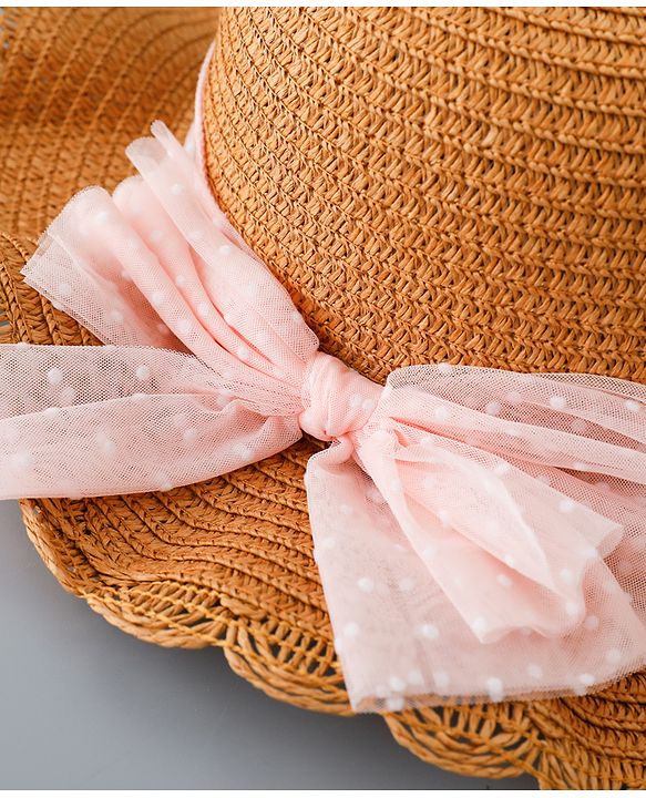 Babyhug Straw Hat with Bow Applique and Purse - Blue