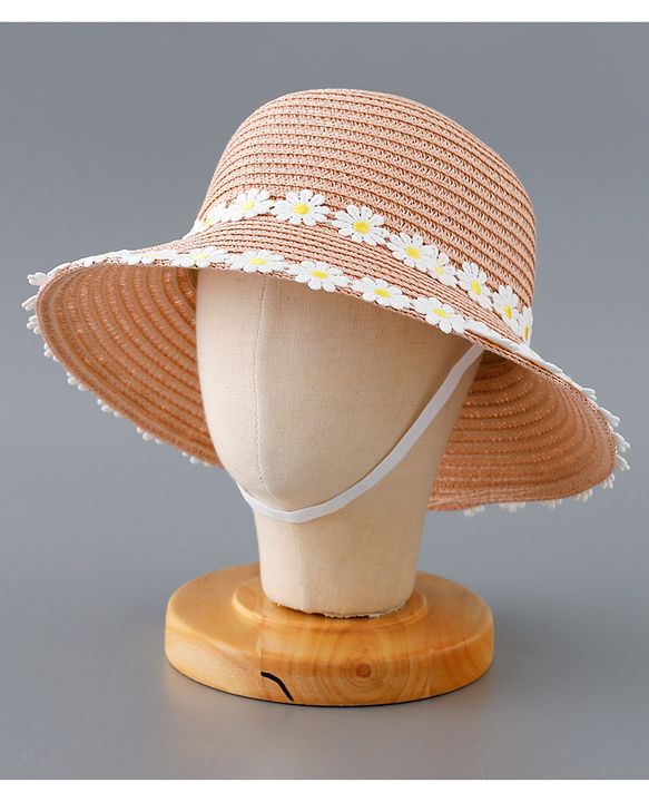 Babyhug Straw Hat Flower Design and Purse - Pink