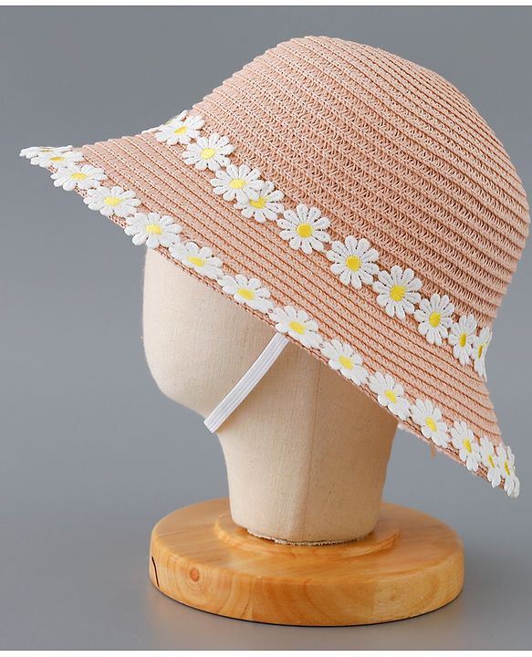 Babyhug Straw Hat Flower Design and Purse - Pink