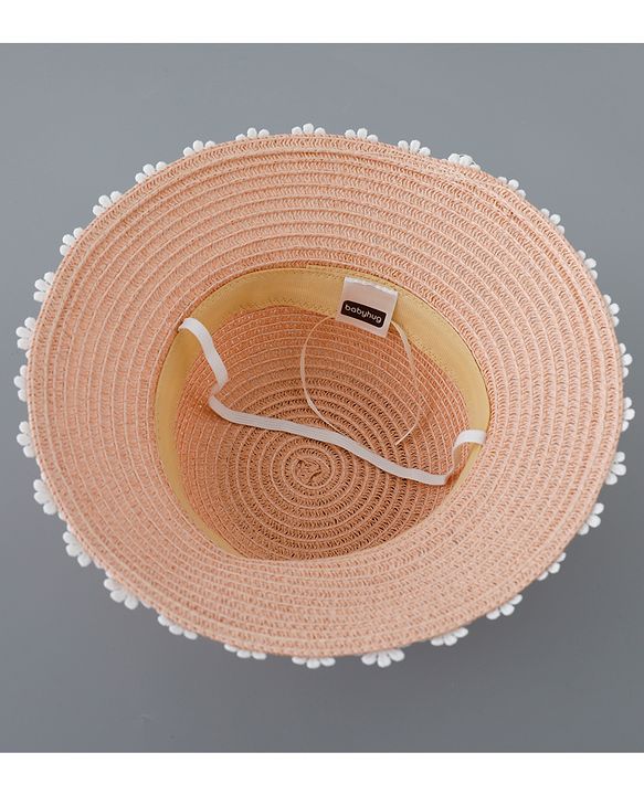 Babyhug Straw Hat Flower Design and Purse - Pink