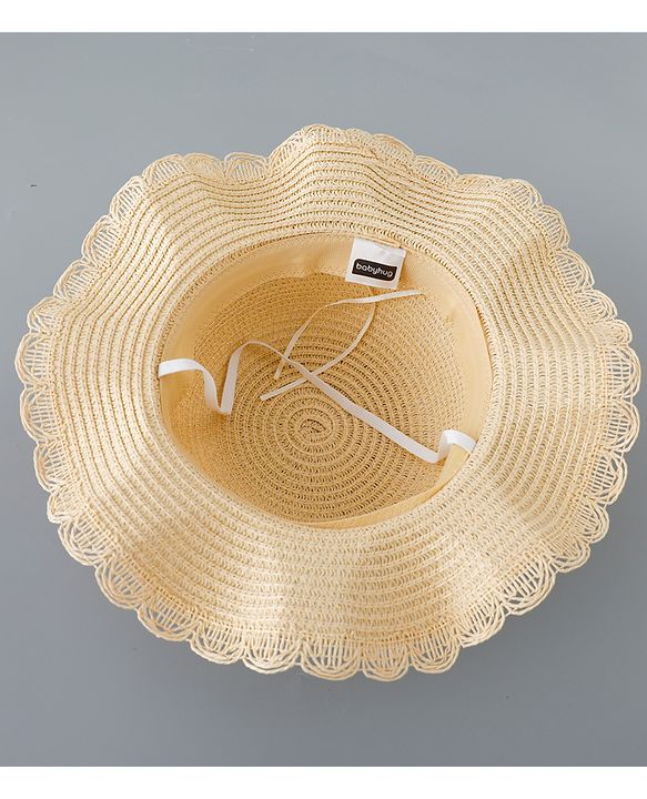 Babyhug Straw Hat with Bow Applique and Purse - Beige