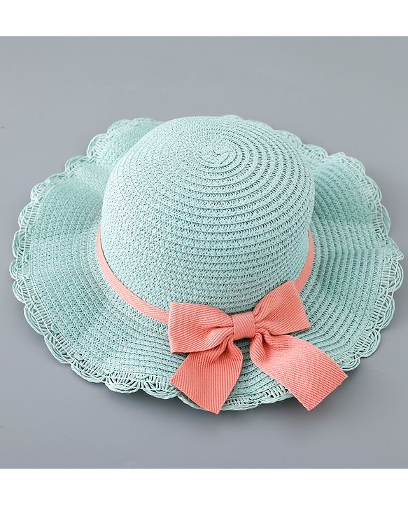 Babyhug Straw Hat with Bow Applique and Purse - Beige