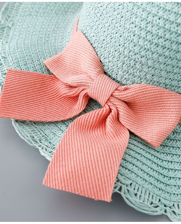 Babyhug Straw Hat with Bow Applique and Purse - Beige