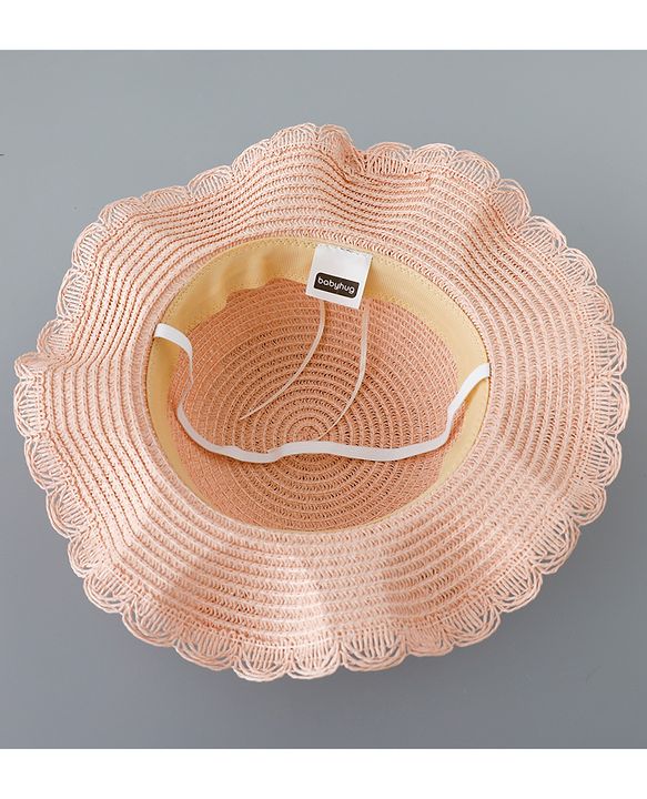Babyhug Straw Hat with Cherry Embroidery and Purse - Pink