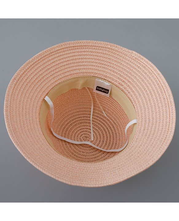 Babyhug Straw Hat with Flower and Bunny Applique - Pink