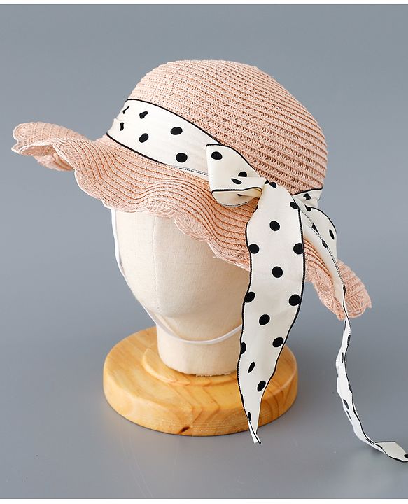 Babyhug Straw Hat with Bow Applique and Purse - Pink