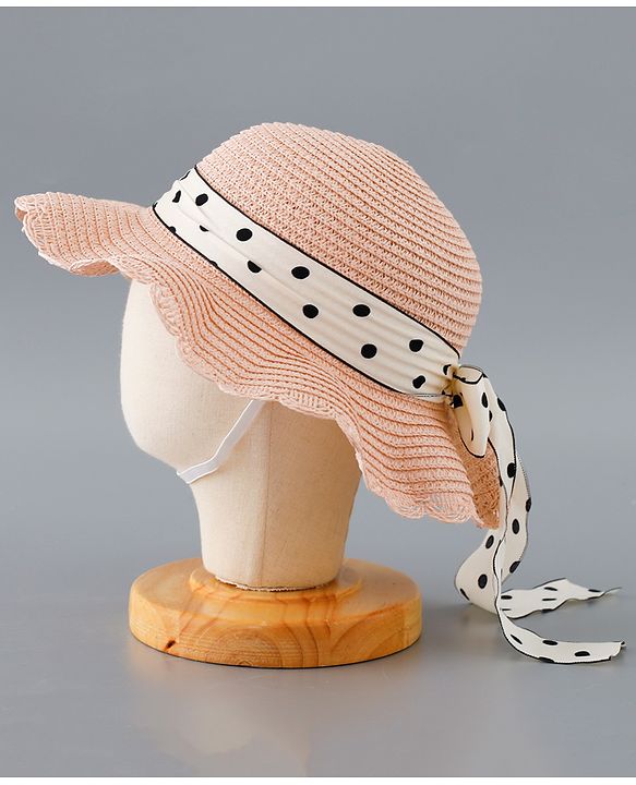 Babyhug Straw Hat with Bow Applique and Purse - Pink