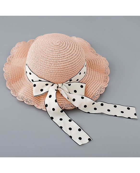 Babyhug Straw Hat with Bow Applique and Purse - Pink