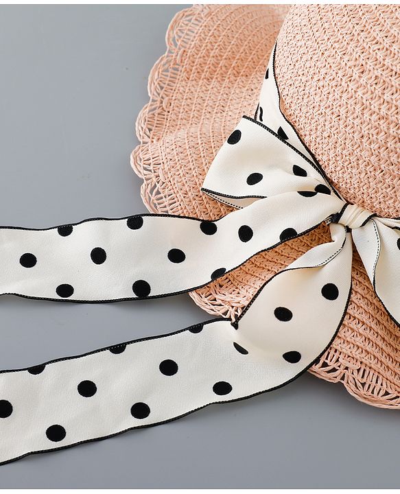 Babyhug Straw Hat with Bow Applique and Purse - Pink