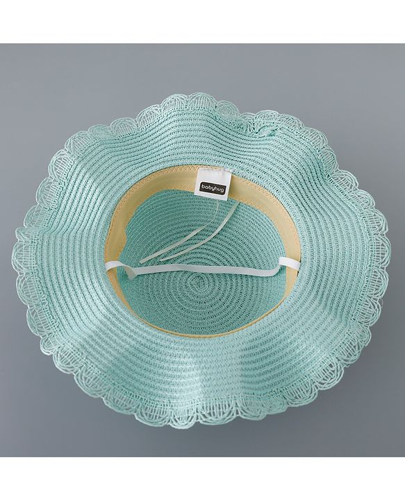 Babyhug Straw Hat with Bow Applique and Purse - Green