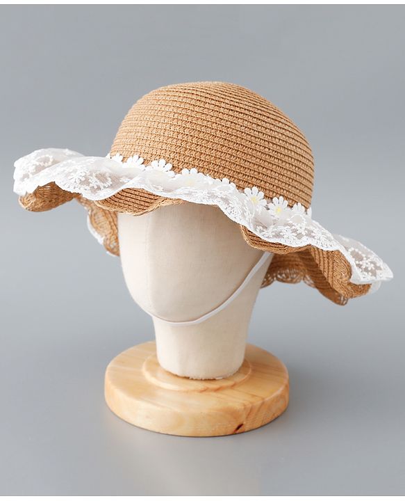 Babyhug Straw Hat Floral Design - Brown