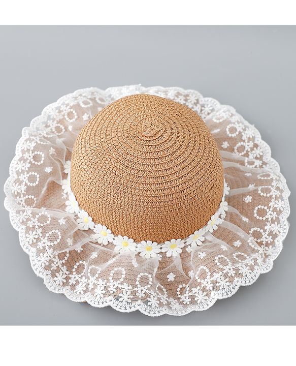 Babyhug Straw Hat Floral Design - Brown