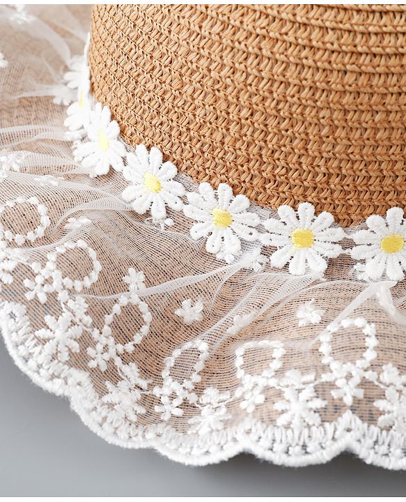 Babyhug Straw Hat Floral Design - Brown