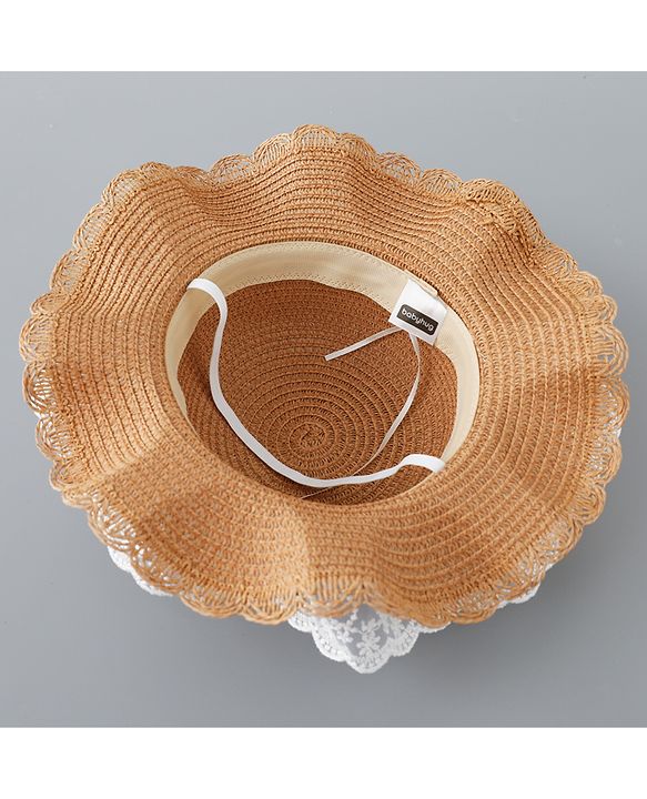 Babyhug Straw Hat Floral Design - Brown