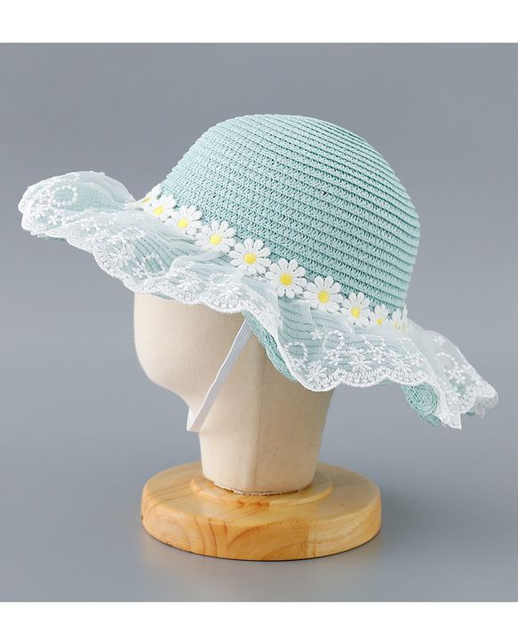 Babyhug Straw Hat Floral Design - Green