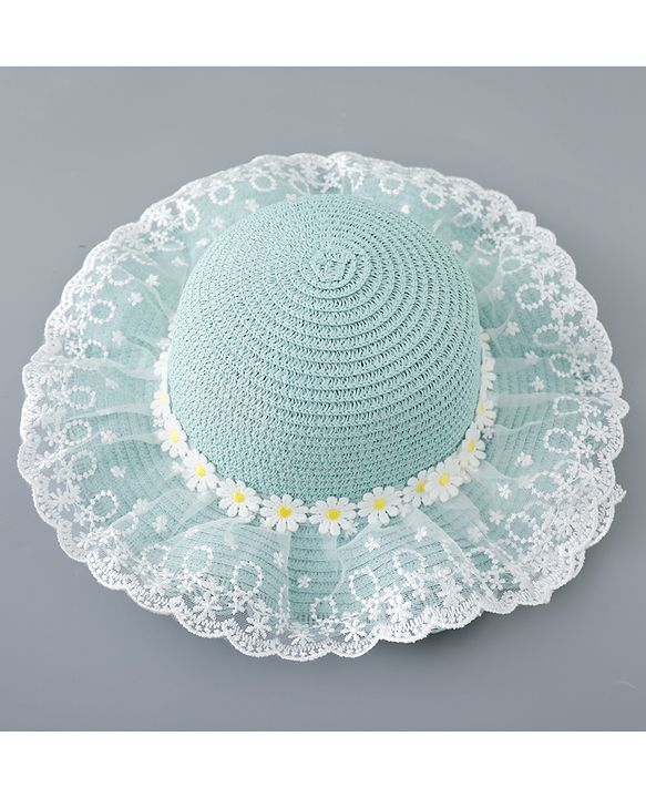 Babyhug Straw Hat Floral Design - Green