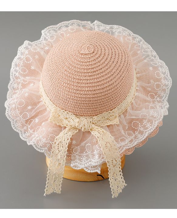 Babyhug Straw Hat with Bow Applique - Pink