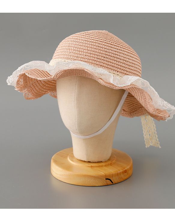 Babyhug Straw Hat with Bow Applique - Pink
