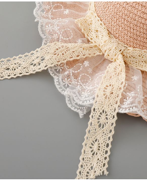 Babyhug Straw Hat with Bow Applique - Pink