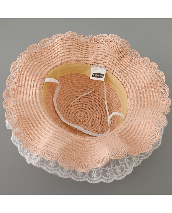Babyhug Straw Hat with Bow Applique - Pink
