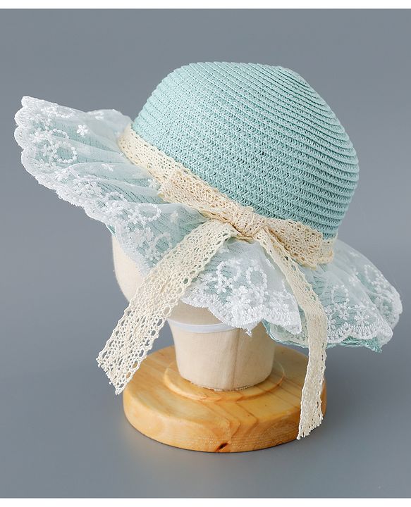 Babyhug Straw Hat with Bow Applique - Green