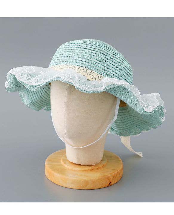 Babyhug Straw Hat with Bow Applique - Green