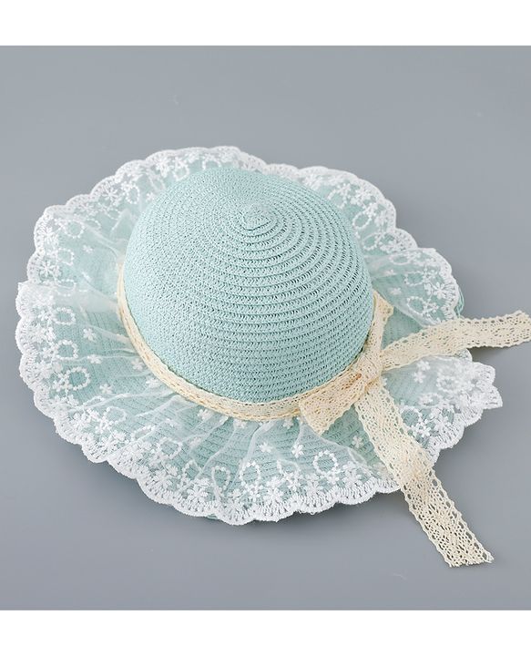Babyhug Straw Hat with Bow Applique - Green