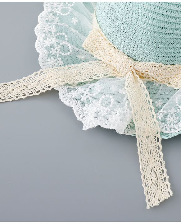 Babyhug Straw Hat with Bow Applique - Green
