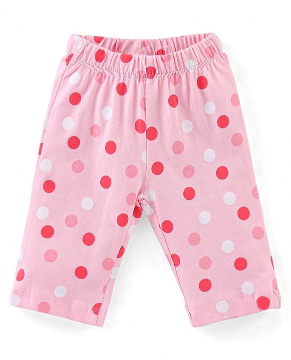 Babyhug Cotton Knit Full Sleeves Night Suit With Dots Print - Pink