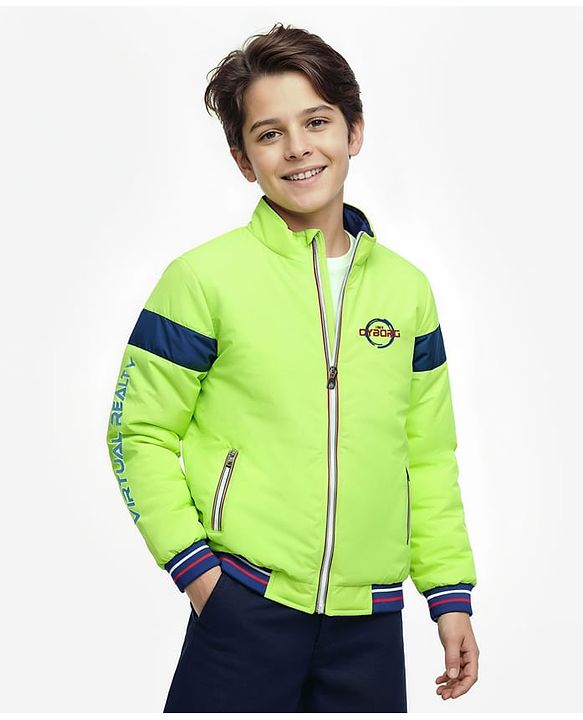 Pine Kids Full Sleeves Medium Winter Jacket - Neon Green