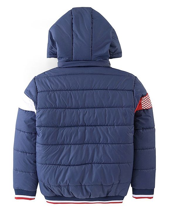 Pine Kids Full Sleeves Cut and Sew Medium Winter Jacket With Detachable Hood - Navy Blue