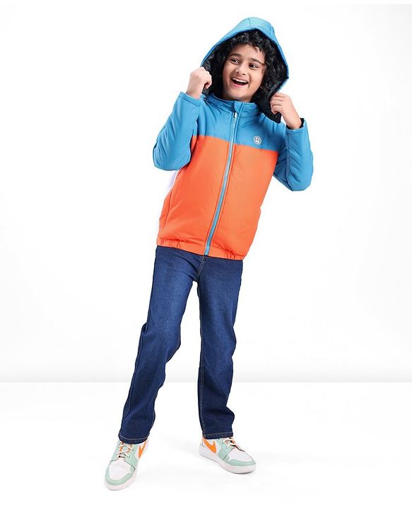 Pine Kids Full Sleeves Cut and Sew Medium Winter Hooded Jacket - Multicolor