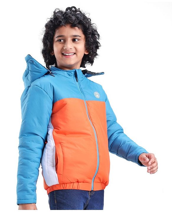 Pine Kids Full Sleeves Cut and Sew Medium Winter Hooded Jacket - Multicolor