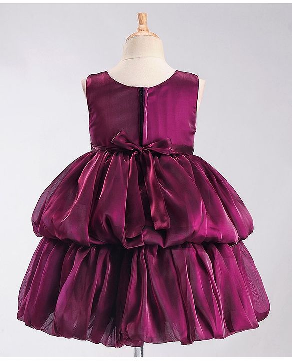 Babyhug Sleeveless Balloon Party Frock - Aubergine