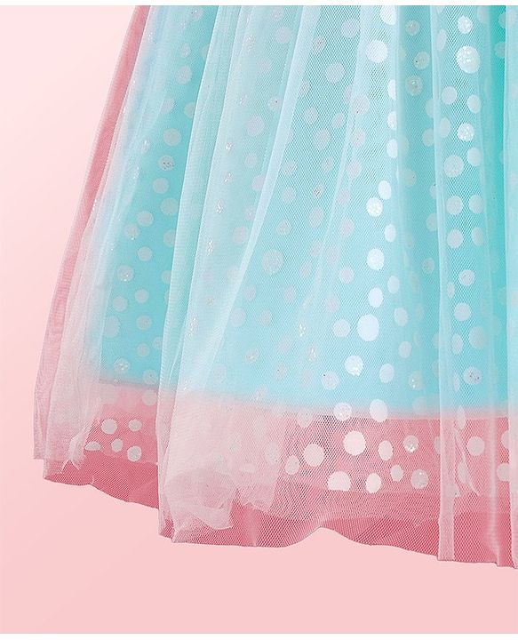 Babyhug Sleeveless Shimmery Party Frock with Bow Applique - Mint