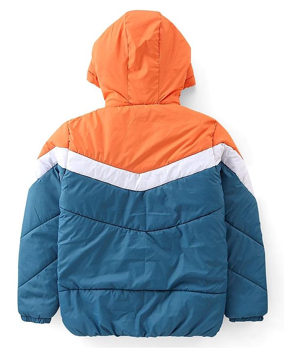 Pine Kids Full Sleeves Cut & Sew Medium Winter Hooded Jacket - Blue & Orange