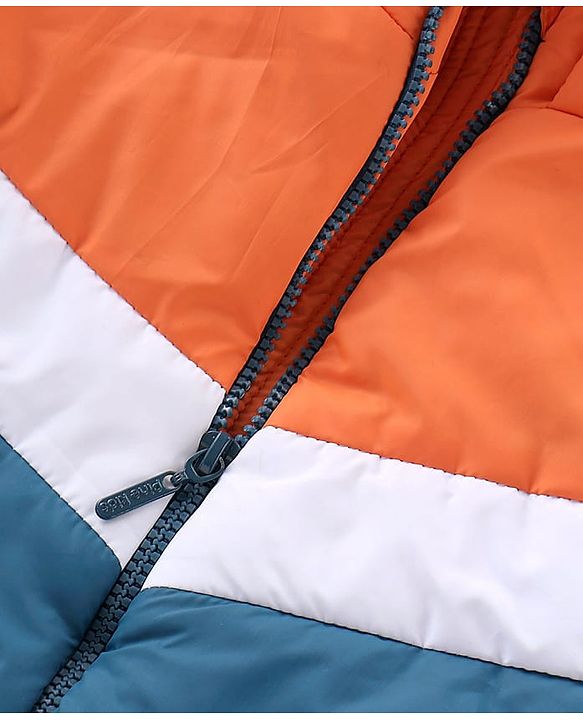 Pine Kids Full Sleeves Cut & Sew Medium Winter Hooded Jacket - Blue & Orange