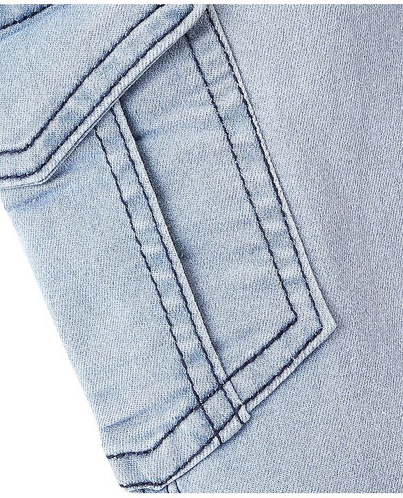 Babyhug Denim Full Sleeves Stretchable Washed Joggers - Blue