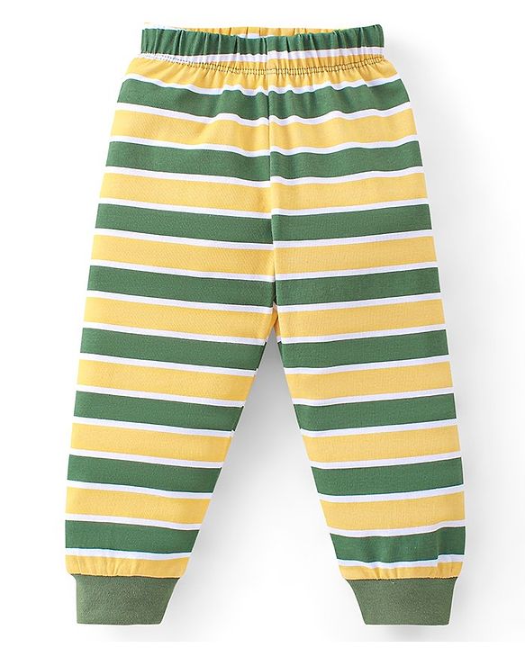Babyhug Cotton Knit Full Sleeves Night Suit With Animals Print - Green