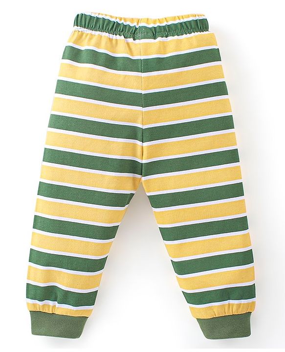 Babyhug Cotton Knit Full Sleeves Night Suit With Animals Print - Green