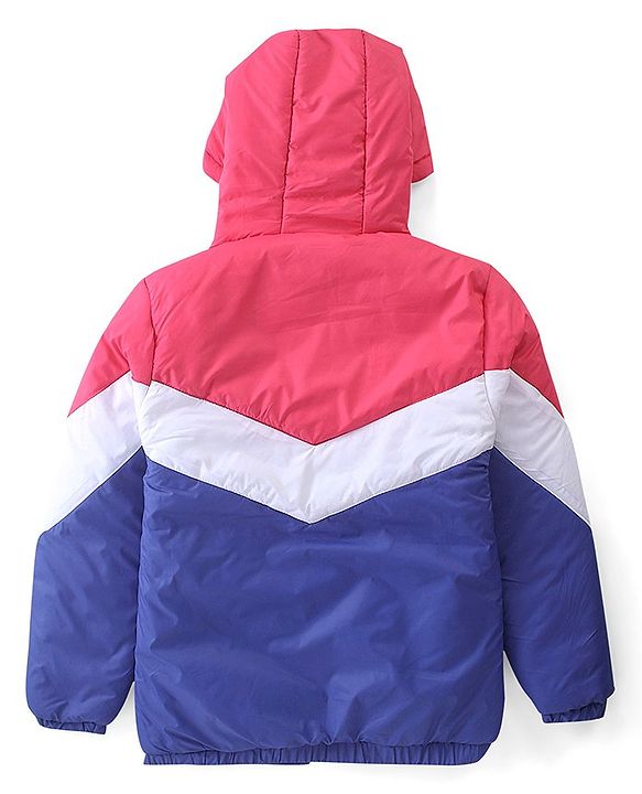 Pine Kids Woven Full Sleeves Cut And Sew Medium Winter Jacket Solid Colour - Pink White & Purple