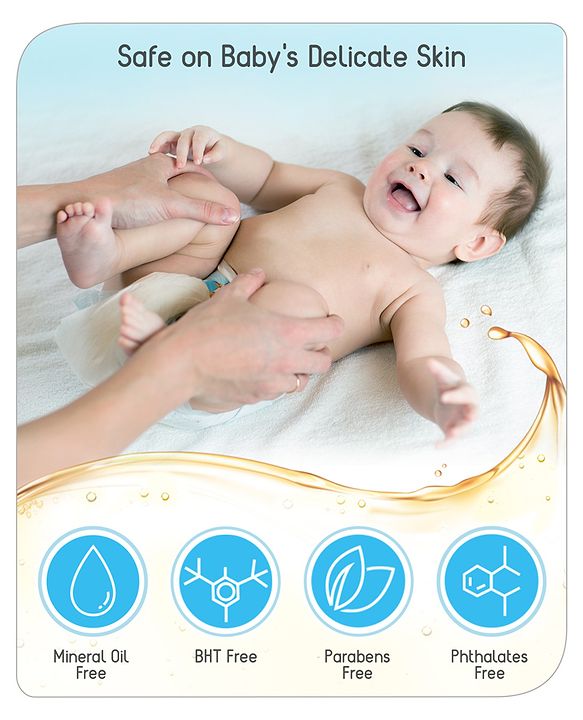 Babyhug Mineral Oil Free Daily Massage Oil with Goodness of 7 Oils (Olive, Coconut, Sesame, Almond, Wheat Germ, Jojoba & Aloe Vera) - 100 ml