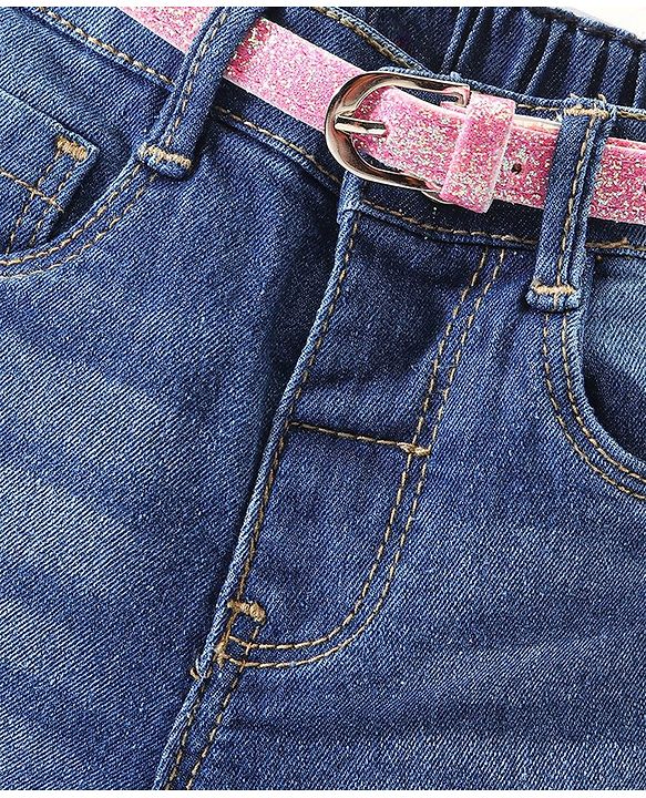 Babyhug Full Length Stretchable Washed Denim Jeans - Blue