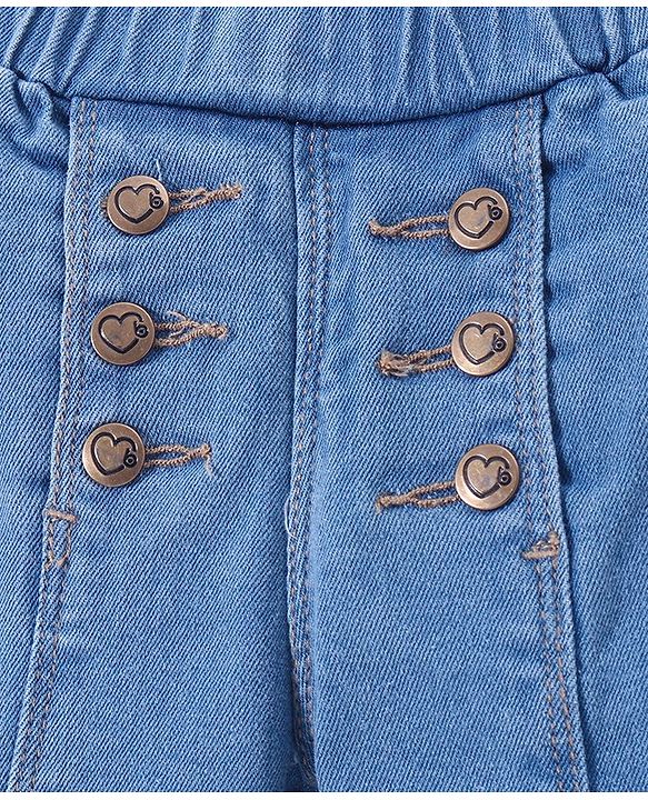 Babyhug Cotton Full Length Stretchable Denim Jeans Solid Colour - Blue
